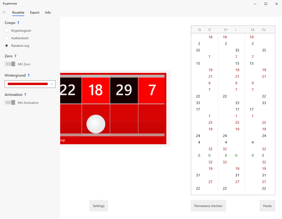 Roulette Zufallsgenerator